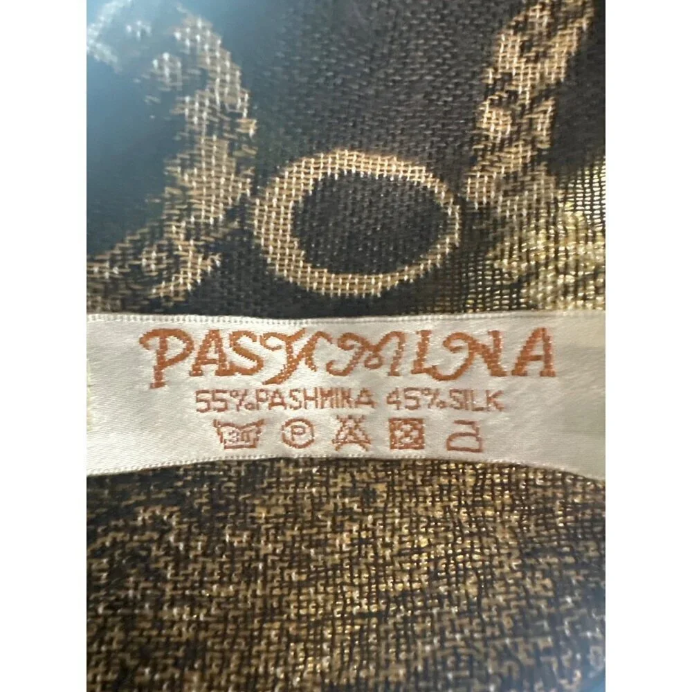 Women’s Tan Pashmina Silk Blend Wrap Scarf Luxury Vintage Old Money Preppy Y2K